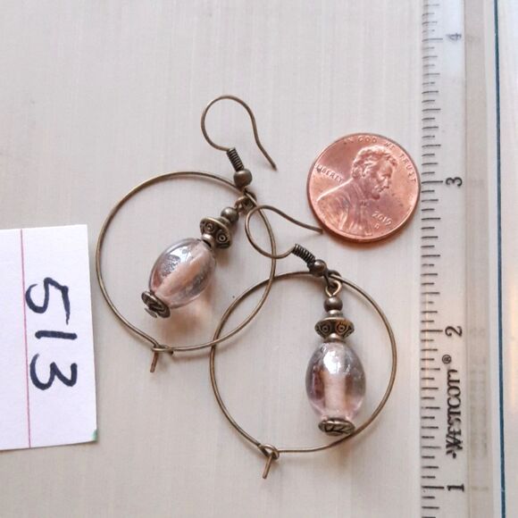 Artisan earrings  513# bohemian Victorian earrings Letter in a bottle glass filg - Picture 5 of 5